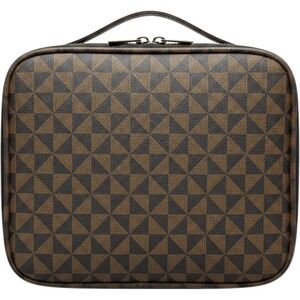 Travel Makeup Train Case Cosmetic Organizer Bag with Dividers & Pockets – Brown